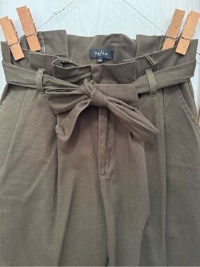 Olive Paperbag Waist Tie Pants